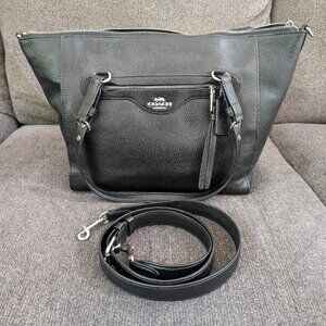 Black COACH Leather Shoulder Bag w/ Cross-Body Strap